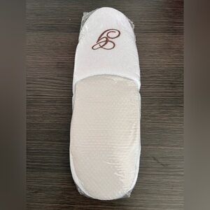 Embroidered White Spa Slippers with Brown Logo